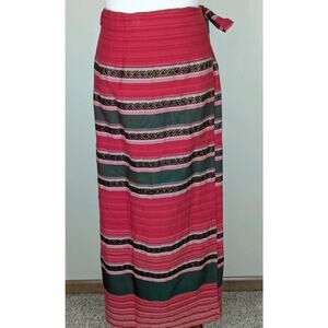 Vintage S/M Striped Wrap Skirt Piankusol Made in Thailand Boho Resort Vacation
